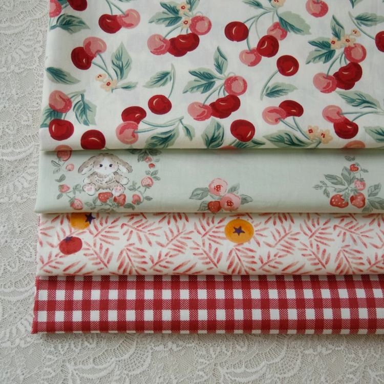 The shop owner recommends the sweet cherry strawberry bunny twill pure cotton fabric dress, children's pajamas, and DIY fabric