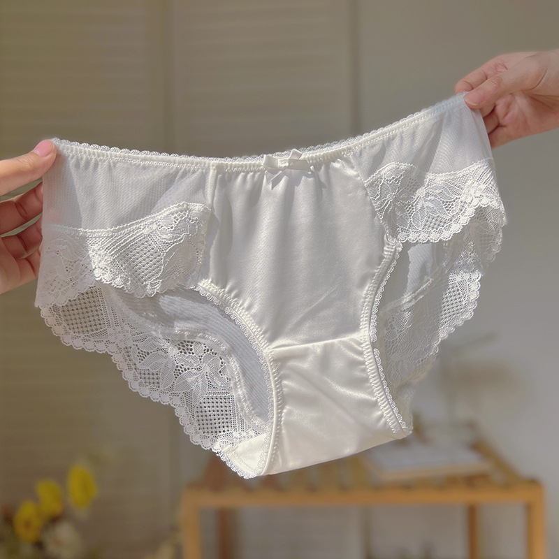 Sexy Lace Underwear Comfortable Ice Silk Silky Satin Thin Low Waist New French Style Pure Trip Summer