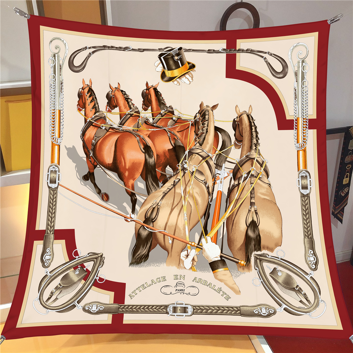 Picture of Cross-Border New Animal Carousel Print 90 Square Scarf Women's Fashion Twill Elegant Scarf Decorative Silk Scarf Scarf