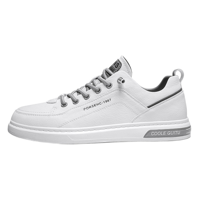 Men's Shoes Spring 2025 New Men's Casual Leather Shoes Men's Versatile Sports Trbottomy Shoes Men's Thick-Soled White Sneakers