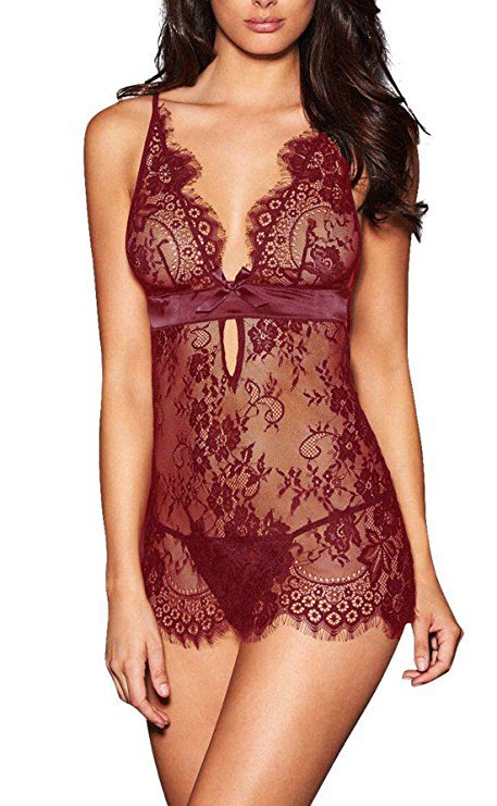 Picture of New Sexy Underwear Uniform Temptation Lace Deep V Backless Sexy Nightdress
