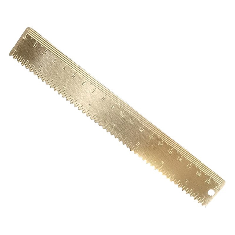 Brass ruler golden retro wave ruler sawtooth 20CM plus thickness 1.5mm student drawing tools wholesale