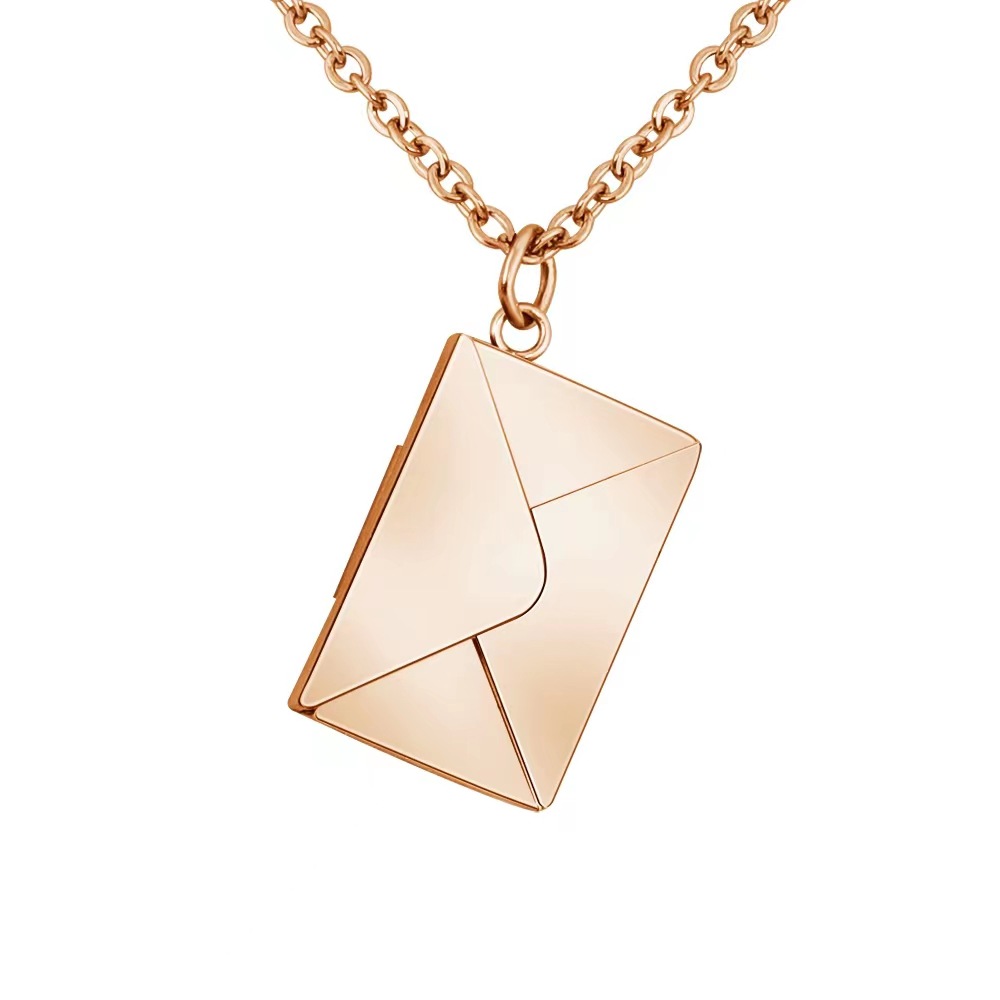 Picture of Open Love Letter Envelope Necklace New Style Niche Design Trendy Couple Titanium Steel Pendant Tanabata Gift