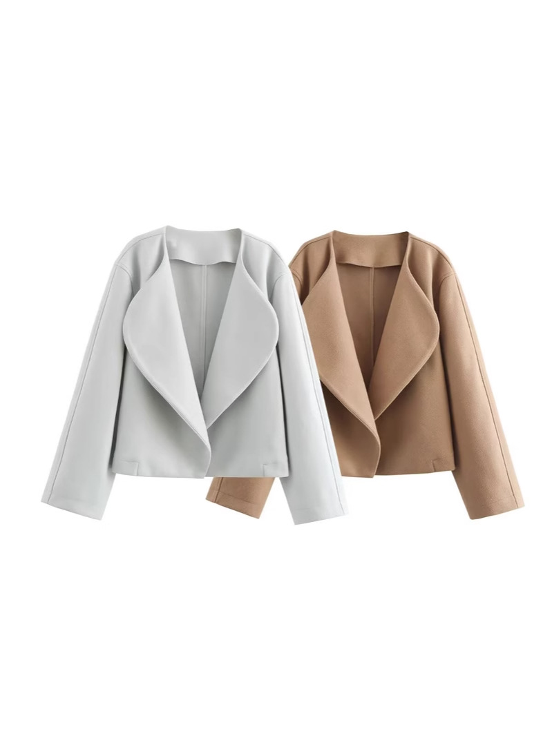 Hm Women's 2024 Autumn New Fashion Casual Lapel Cardigan Woolen Short Jacket