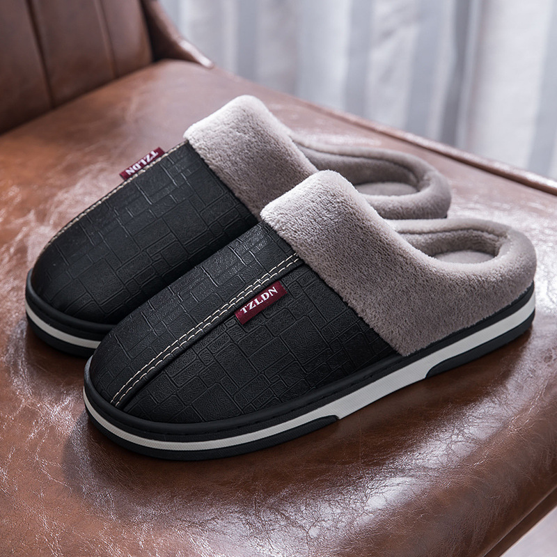 Picture of Home Cotton Slippers for Men, Autumn and Winter Thick-Soled Non-Slip Indoor Warm Plush Slippers for Women, Comfortable at Home