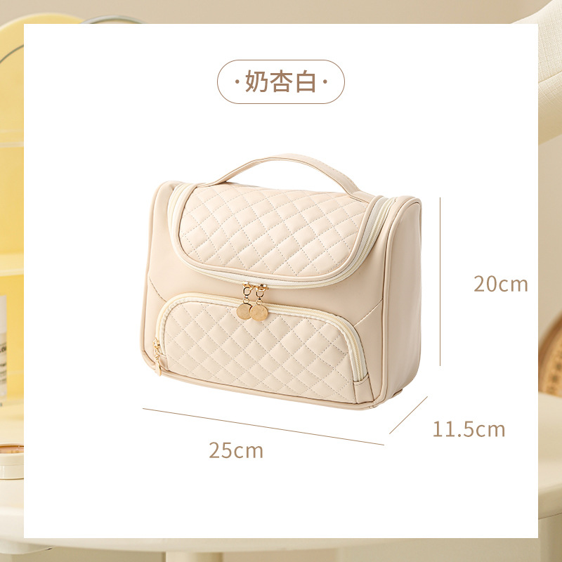 Picture of Pu Quilted Satchel Cosmetic Bag Large Capacity Satchel Waterproof Wet and Dry Travel Toiletry Bag Cross-Border Supply Wholesale