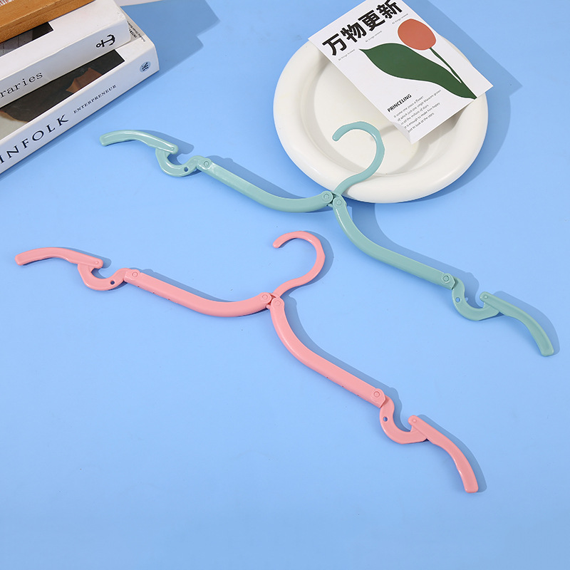 Picture of Folding Hanger Bold Travel Portable Pants Rack Household Non-Slip Drying Clothes Hanger Plastic Folding Hanger