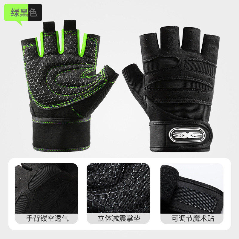 Picture of Anti-slip Wrist Fitness Gloves Dumbbell Iron Equipment Training Anti-cocoon Sports Barbell Half-finger Weightlifting Gloves for Men