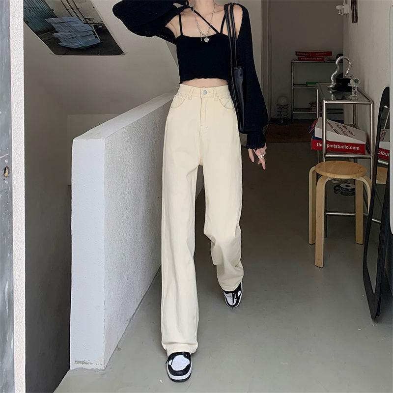 Picture of 885 jeans women's personalized high waist wide leg pants slimming straight pants loose ins trendy loose niche high street