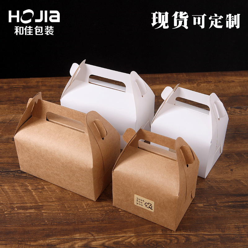 Picture of Ready-Made Pastry Boxes with Custom Printing, Kraft Paper and White Card Hand-Held Cookie Boxes, Mooncake Boxes, Cake Boxes, Mousse Packaging Boxes