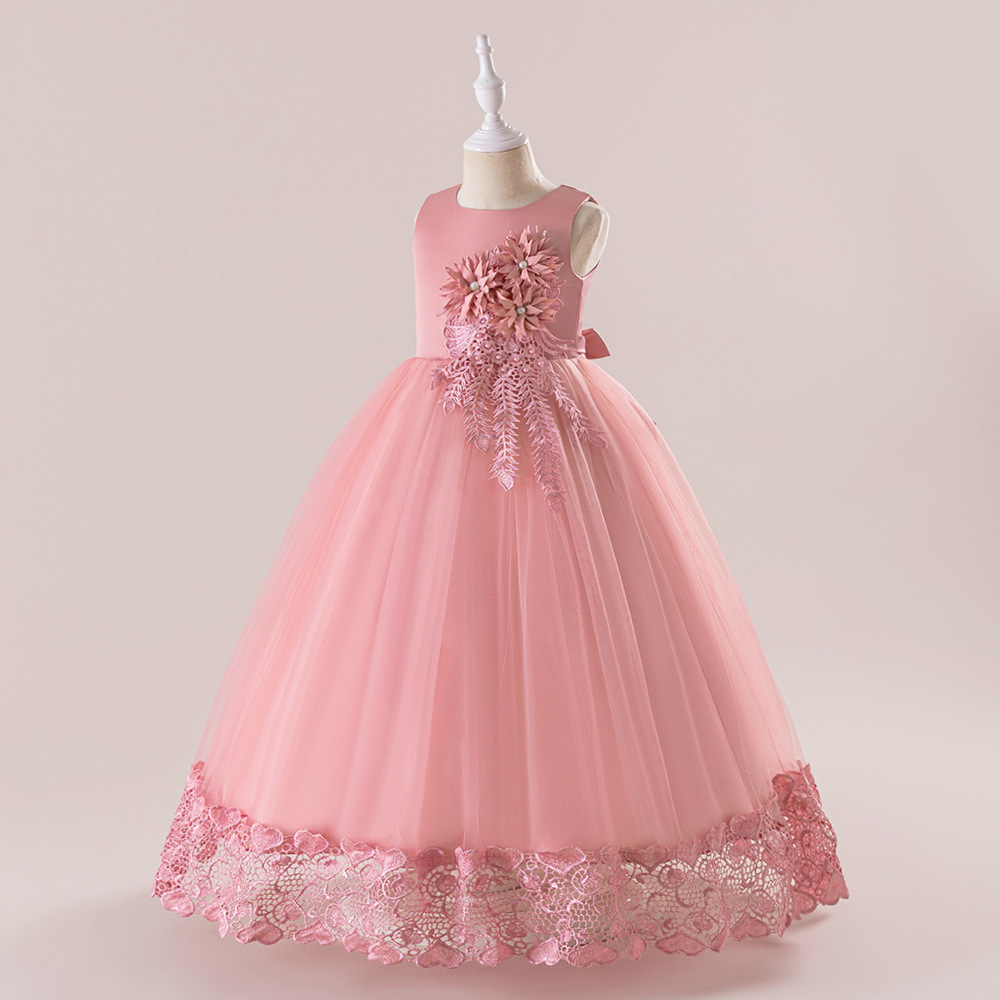 Picture of European and American New Children's Dress Long Flower Show Dress Princess Dress Flower Girls Dress Wedding Dress