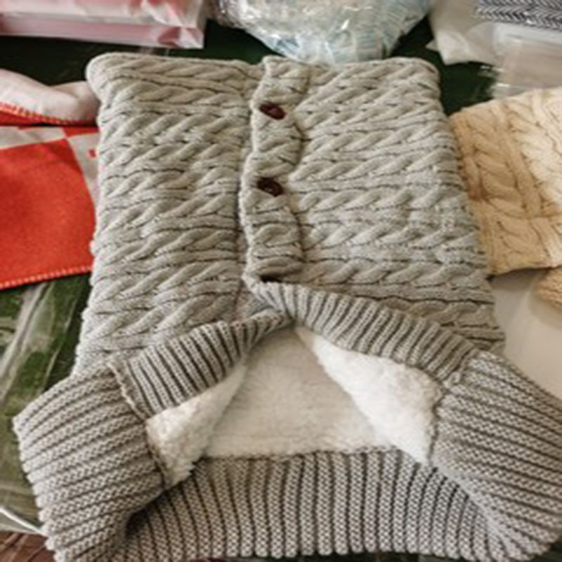 Picture of Spring Autumn Winter Knitted Sleeping Bag Baby Carriage Sleeping Bag Swaddling Cart Sleeping Bag Button Twist Sleeping Bag fleece-lined Thickened Bag