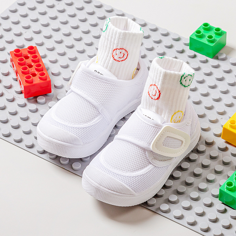 Happy Mary Children's Canvas Shoes Baby Kindergarten Indoor Fashion sneaker Mesh Shoes Children's White Shoes