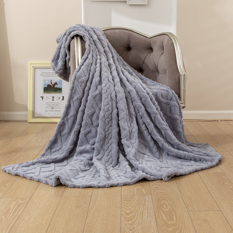 Picture of Solid Color 3D Jacquard All Year Round Taffeta Blanket Quilted Flannel Spring and Summer Nap Blanket Cover Small and Super Soft