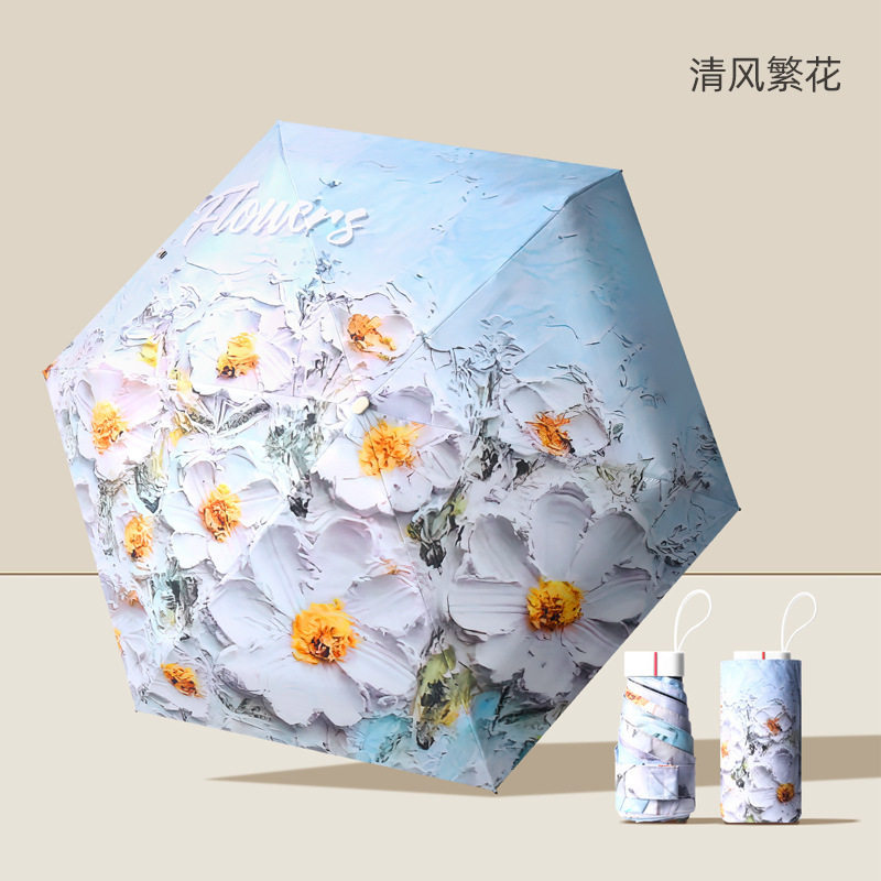Picture of Sun Umbrella Women 50% off Umbrella Mini Umbrella Pocket Umbrella Sun Protection Uv Protection Parasol Vinyl Sun Umbrella Folding Umbrella