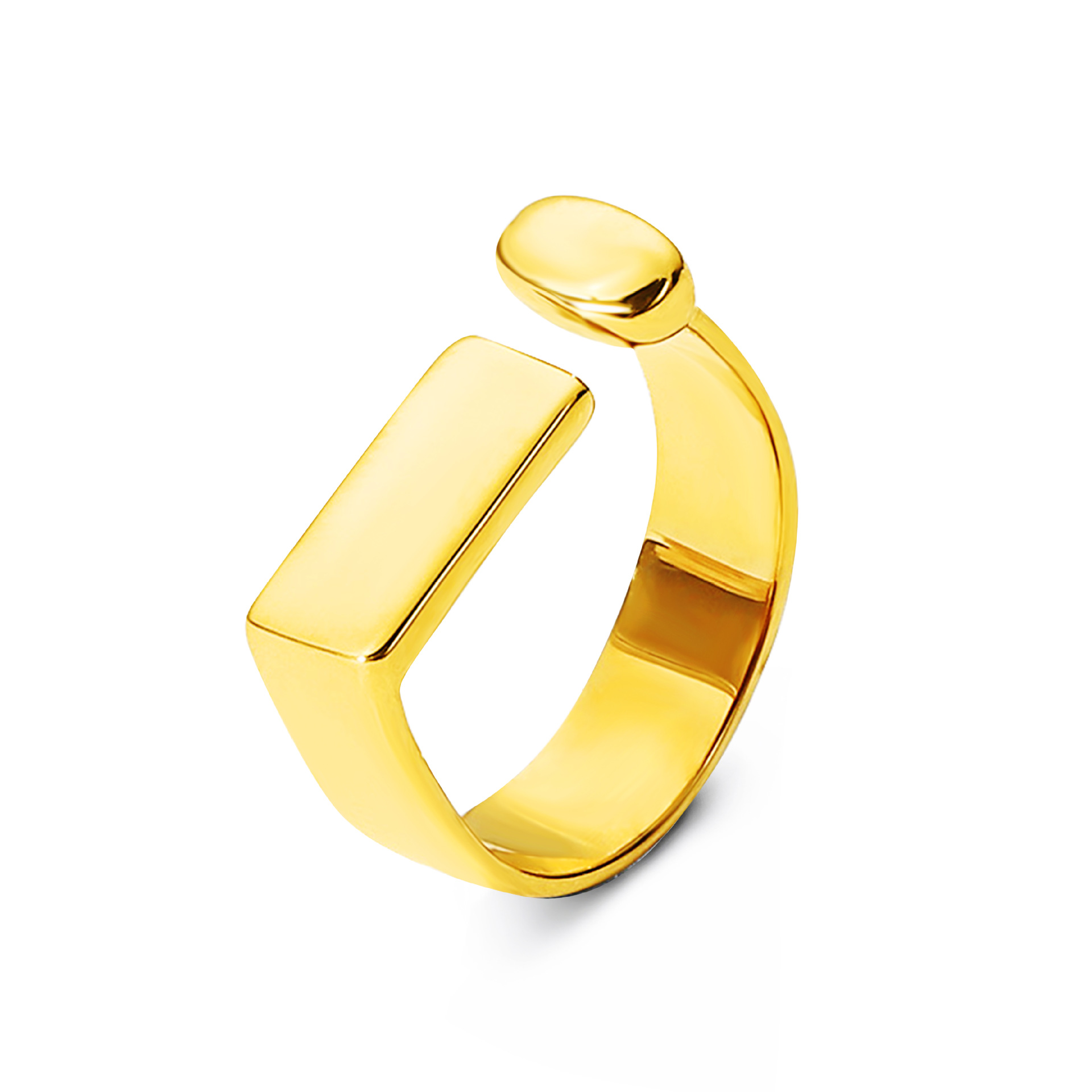 Irregular Size Long Square Open Ring Fashion All-match Cross-border Hot Selling Titanium Steel Personalized Bracelet Ring