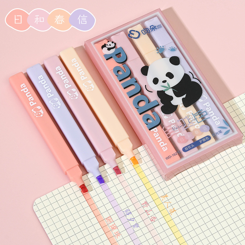 Picture of Kiss panda natural color square rod highlight pen ins cute high-looking hand account stroke key mark marker pen