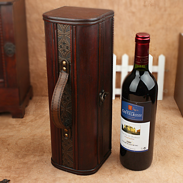 Retro Red Wine Box Antique Packaging Box Red Wine Wooden Box Wine Box Hotel Craft Gift Manufacturer Wholesale Wine Bottle