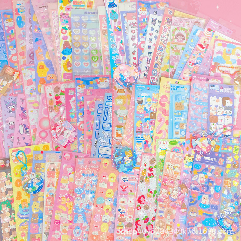 Picture of Korean hand account does not repeat goo card sticker laser hand account cartoon printing PVC decorative stickers wholesale card set