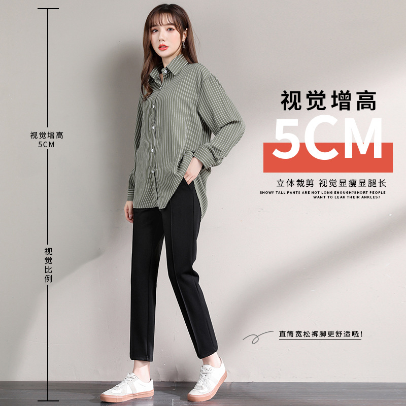 Picture of Pregnant Women's Straight Pants Spring and Autumn Professional Black Pants High Waist Abdomen-supporting Wide Leg Skinny and Loose for Work
