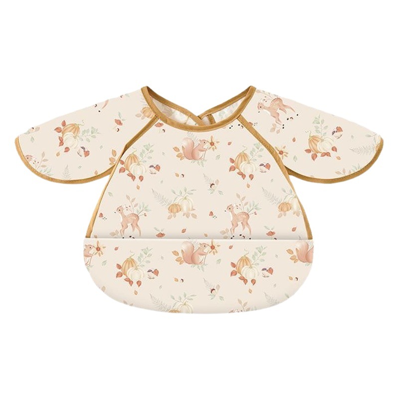 New Nordic style children's coverall Four Seasons boys and girls baby eating bib waterproof rice bib oil-proof baby reverse dressing