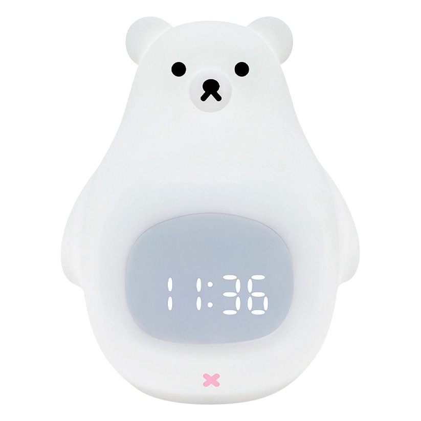 Cross-Border Big White Bear Alarm Clock Lamp New Year Small Gift Eye Protection Bedside Lamp Annual Party Gift Cartoon Children's Clock Night Light