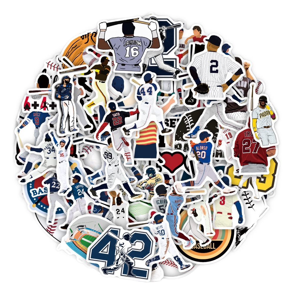 100 cartoon baseball sports stickers decorative guitar car luggage PVC waterproof stickers wholesale