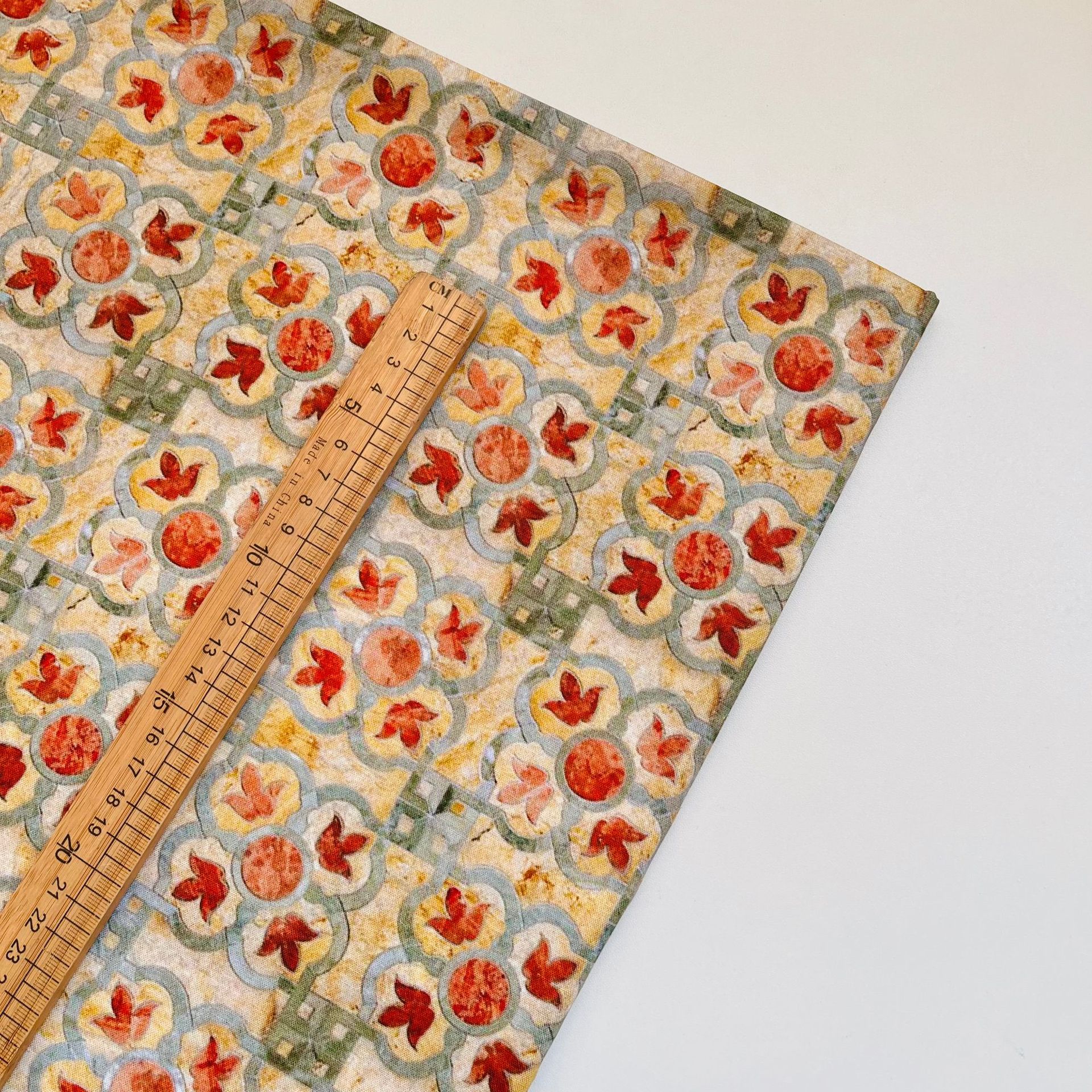 Picture of National style in stock supply cotton 20 cotton linen fabric digital printing children's shirt Hanfu fabric