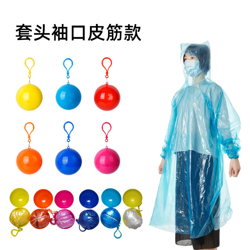Picture of Portable Disposable Raincoat Ball Compressed Spherical Raincoat Outdoor Adult Travel Rafting Hangable Poncho Large Batch