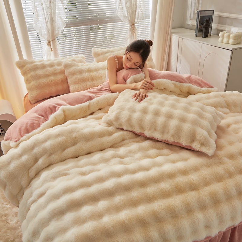 Rabbit plush four-piece milk velvet thickened warm lint-free electrostatic 3.50 kg-4.00 kg heavy class a maternal and infant products