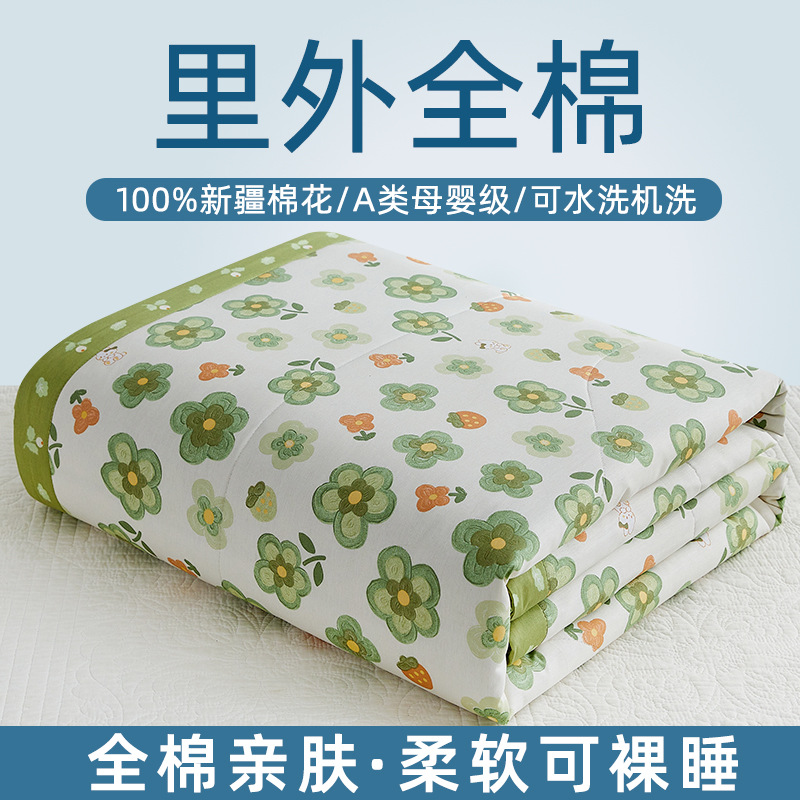 Picture of Machine washable Class A Mother and Child Pure Cotton Summer Cool Quilt Cotton Air-conditioning Quilt Children's Pure Cotton Summer Quilt Cartoon Thin Quilt Core 1