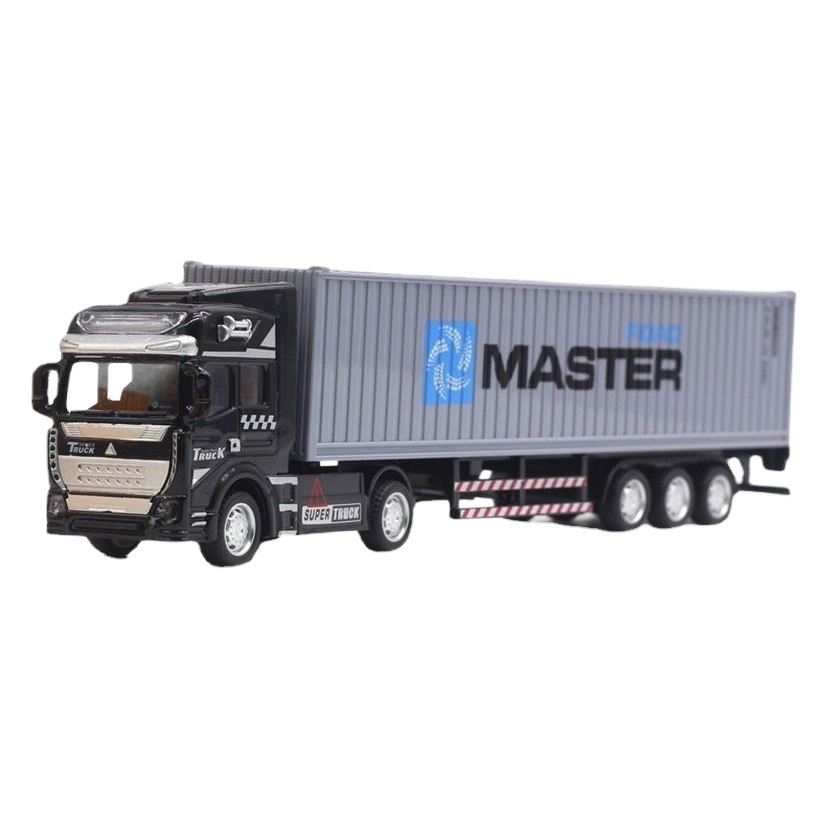 Cross-border alloy large engineering vehicle transporter truck trailer simulation model boys children's toys English packaging