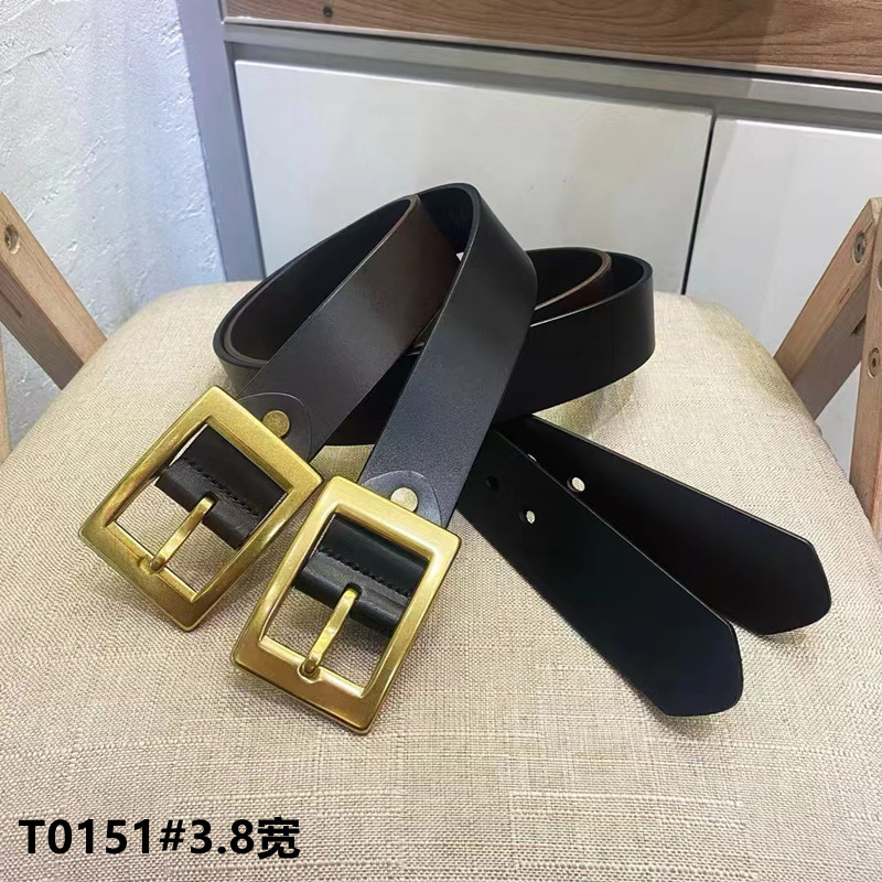 L Guangzhou belt first layer cowhide casual simple Joker belt retro belt wholesale T0151#3.8 wide