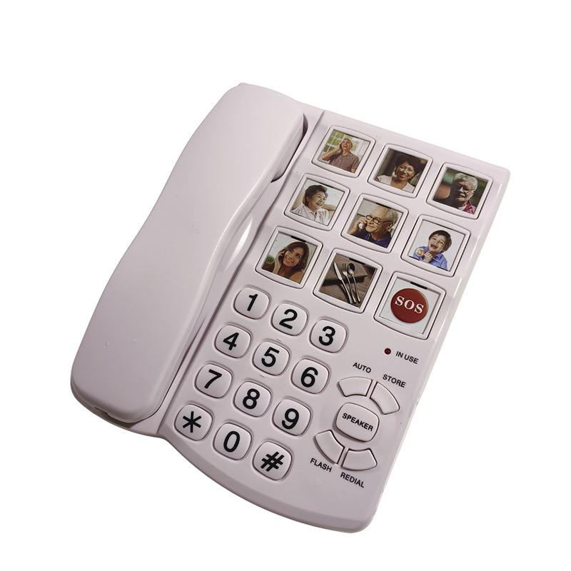 Picture of Cross-border special for wired fixed telephone set with one key to pull out the big volume button with rope for the elderly telephone set with hands-free
