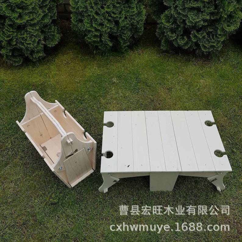 Picture of Cross-border new popular wooden folding table wooden portable blue outdoor multi-functional wine multi-purpose folding table