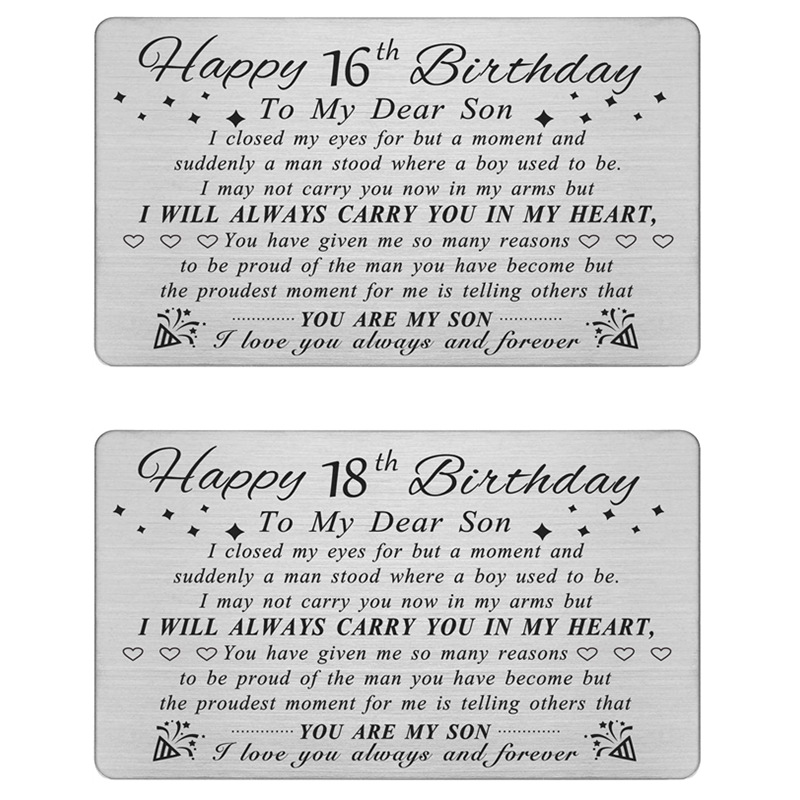 Picture of Cross Border Hot Selling Birthday Cards Gift for Son Personalized Creative Inspirational Stainless Steel Carved Wallet Card