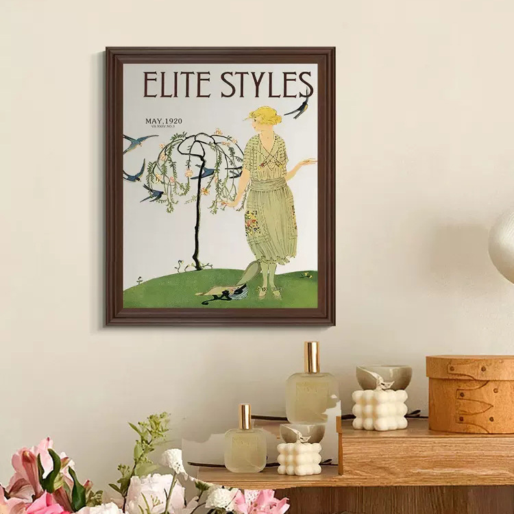 French niche art hallway cabinet hanging painting American retro bedroom decorative painting dressing table decoration painting living room background painting