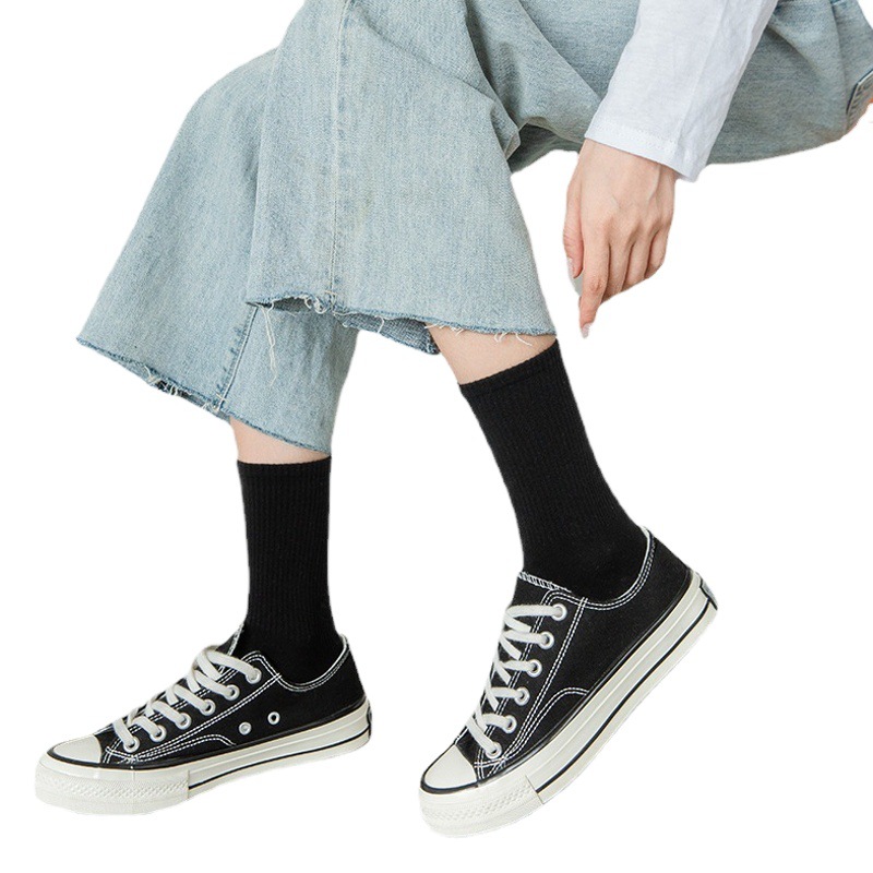 Socks Men's Spring and Summer Thin Combed Cotton Mid-Tube Socks Sweat-Absorbent White Socks Women's Sports Socks Couple Socks Wholesale
