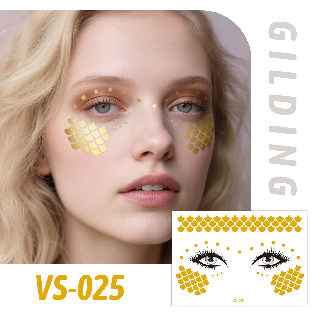 Picture of Cross-border Supply Waterproof Bronzing Electric Syllable Tattoo Sticker European and American Carnival Party Face Sticker Masquerade Freckles