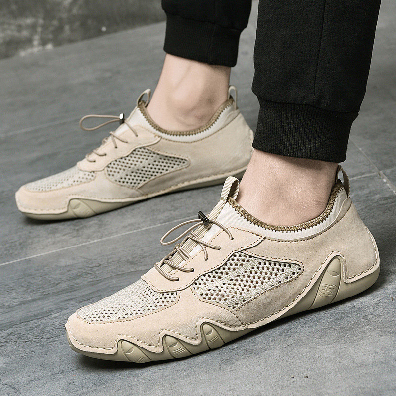 New Summer Men's Shoes Plus Size Mesh Shoes Breathable Sports Men's Casual Shoes Leather Shoes Versatile Trendy Shoes Men's