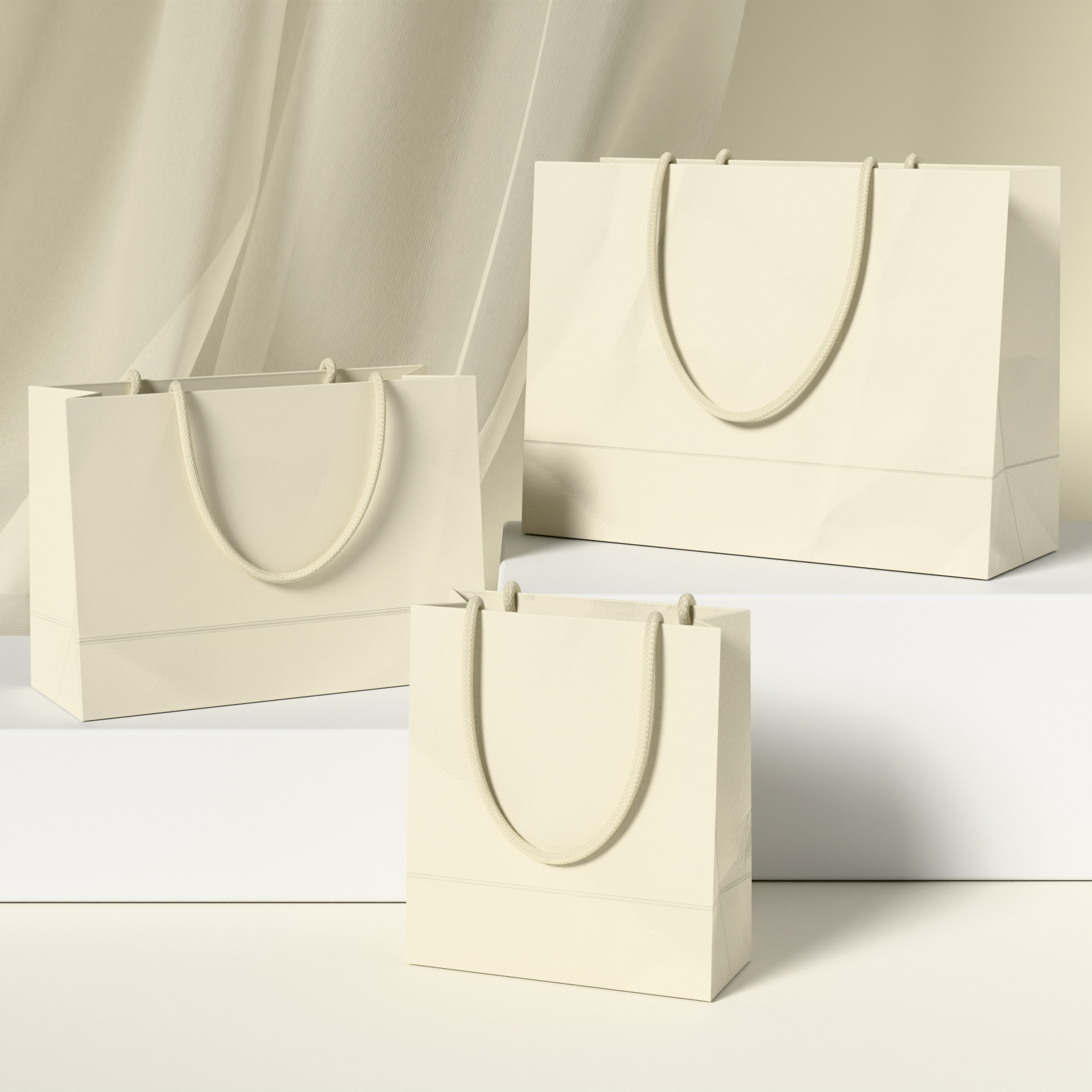 Customized High-End Gift Bags, Clothing Store Handbags, Cosmetics Thickeneded Packaging, Printed Logo Cheese White Paper Bags 5