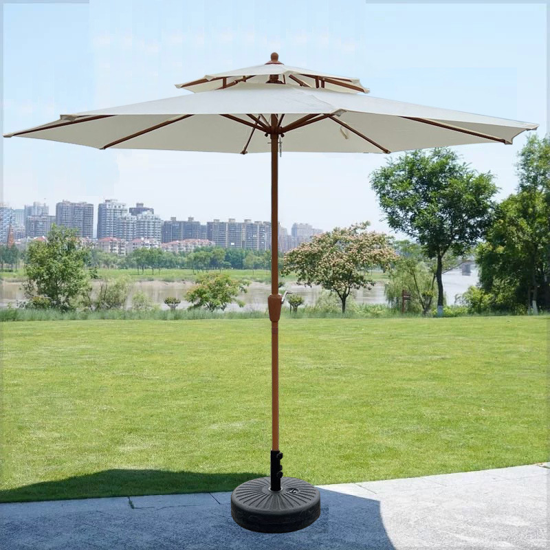 Picture of Outdoor Parasol Villa Courtyard Simple Home Leisure Balcony Terrace Outdoor Stall Sun Protection Double Top Center Column Umbrella