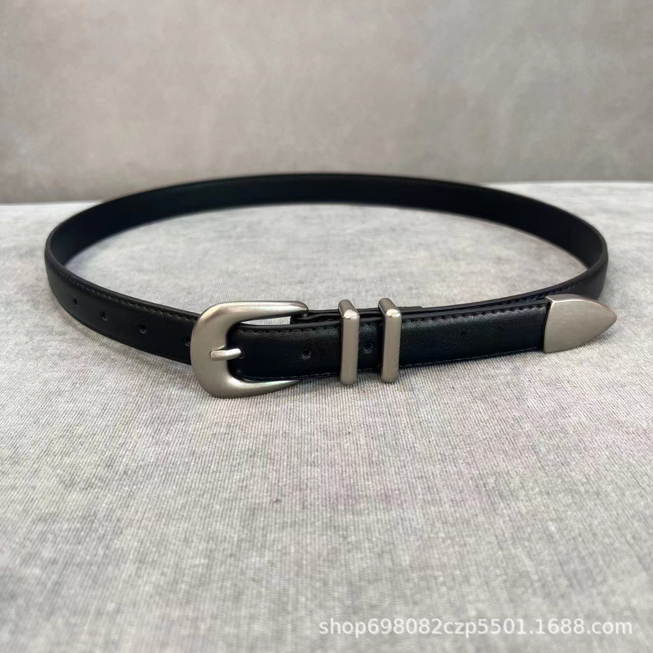 Women's high-end niche pin buckle with tail nail belt Korean casual Joker decorative Denim belt live wholesale