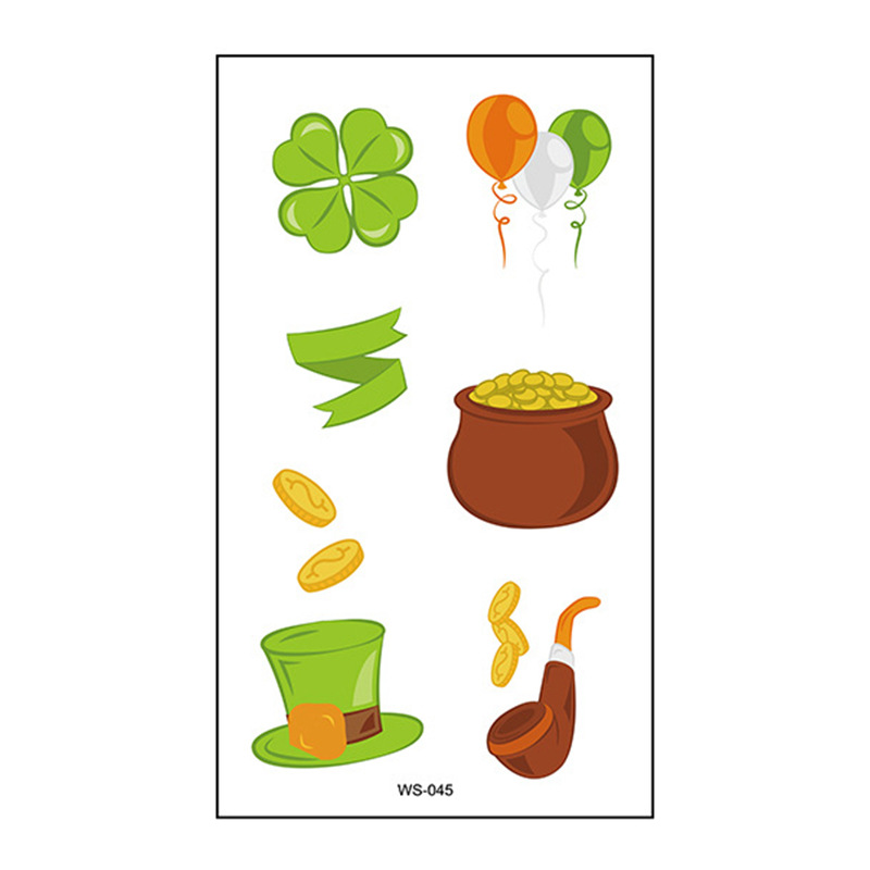 Picture of Cross-border Source Waterproof Sweat Green Hat Clover Face Irish Day Sticker St Patrick's Day Tattoo Sticker