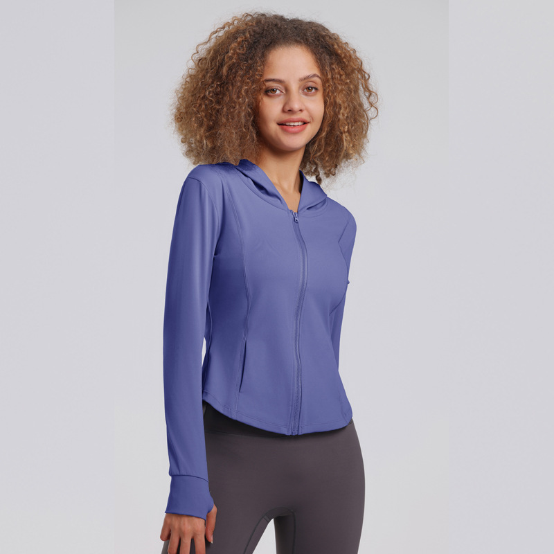 Picture of 2023 New Sports Tops Women's Hooded Slim Fitness Tops Women's Quick-Drying Casual Running Yoga Top
