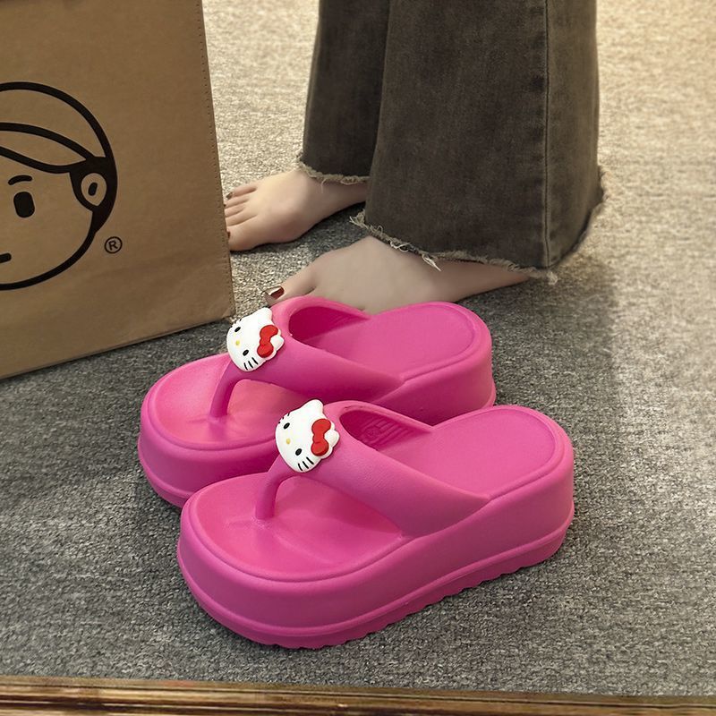 7.0 Thick-soled Height-increasing Cute Clip Eva Flip-flops Women's 2024 New High-end Summer Outer Wear Beach Slippers