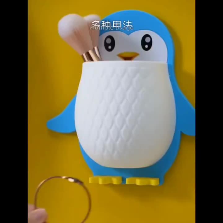 Picture of New Cute Penguin Storage Rack Toilet Toothbrush Cosmetics Wall Hanging Storage Dormitory Bedside Storage Finishing