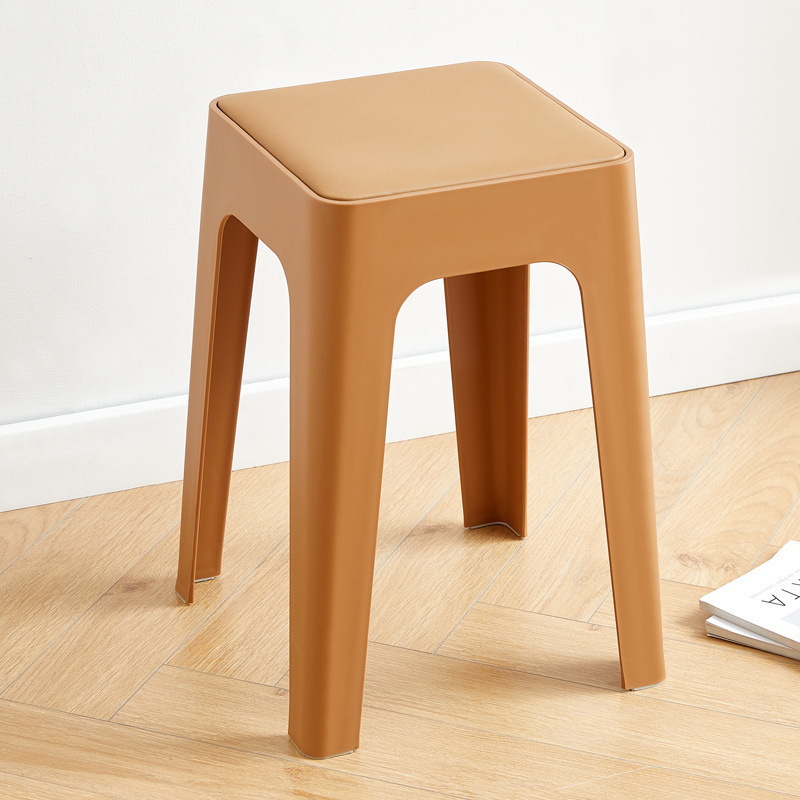 Picture of Plastic stool upholstery thickened household stackable living room modern simple bench comfortable for long sitting commercial dining chair