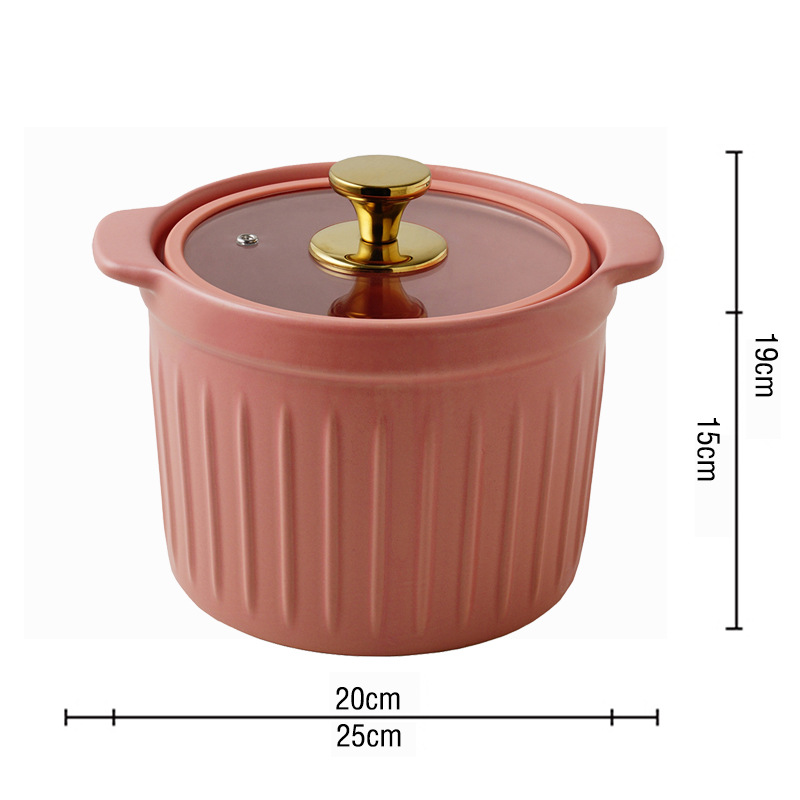 Picture of A generation of hair color glaze ceramic small casserole with glass lid light luxury simple high temperature resistant open flame home stew pot wholesale