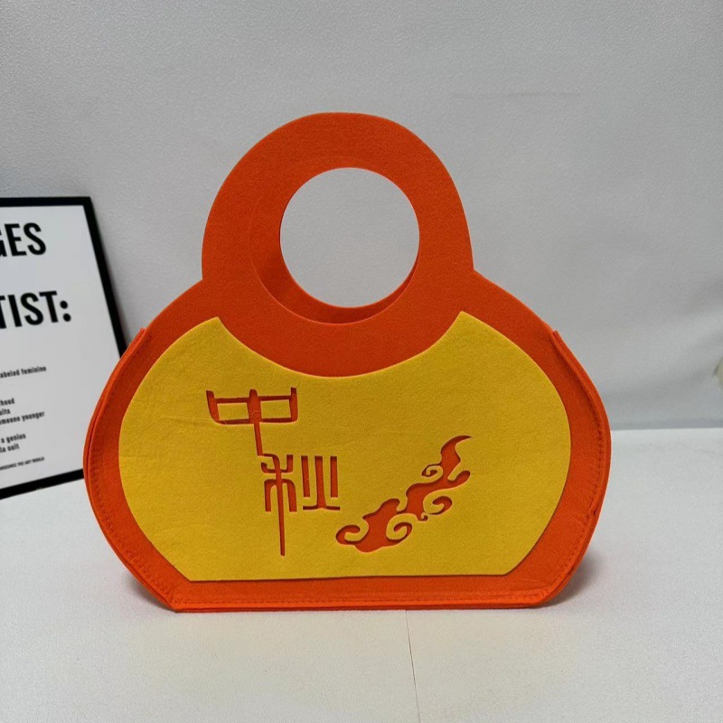 Picture of In-Stock Wholesale Mid-Autumn Felt Bags with Traditional Chinese Style, Various Styles Available, Thickened Large-Capacity Felt Tote Bags